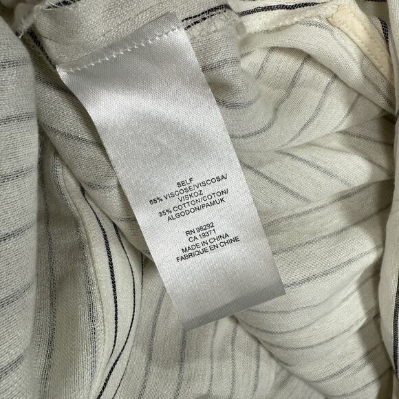 Tibi Frederic Off Shoulder Top Cotton Button Striped Beige Gray Women’s Size 10 - Picture 9 of 9